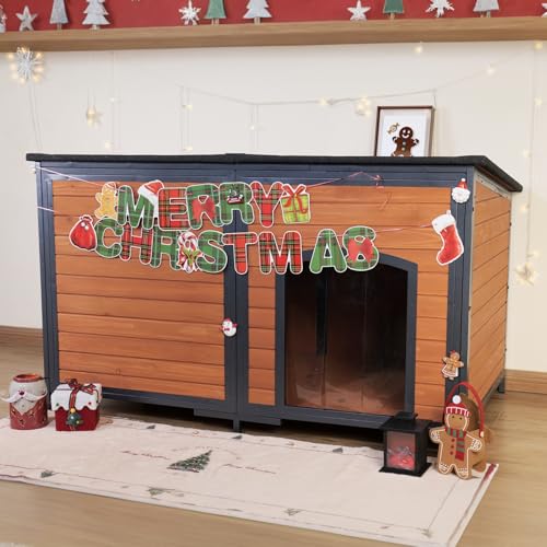 FunXplore Extra Large Dog House Outdoor Weatherproof 59.1" Outside Wooden Dog Kennel