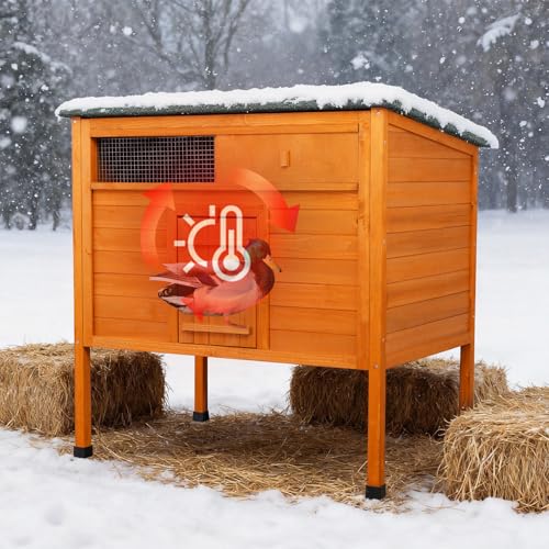 Insulated Duck Coop Outdoor Weatherproof with Ventilated Windows
