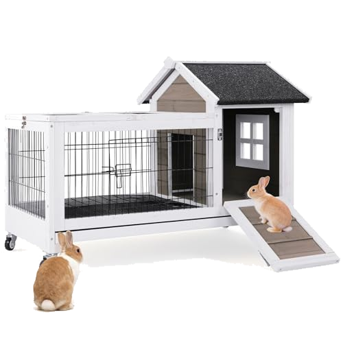 Rabbit Hutch Indoor Outdoor with Wheels